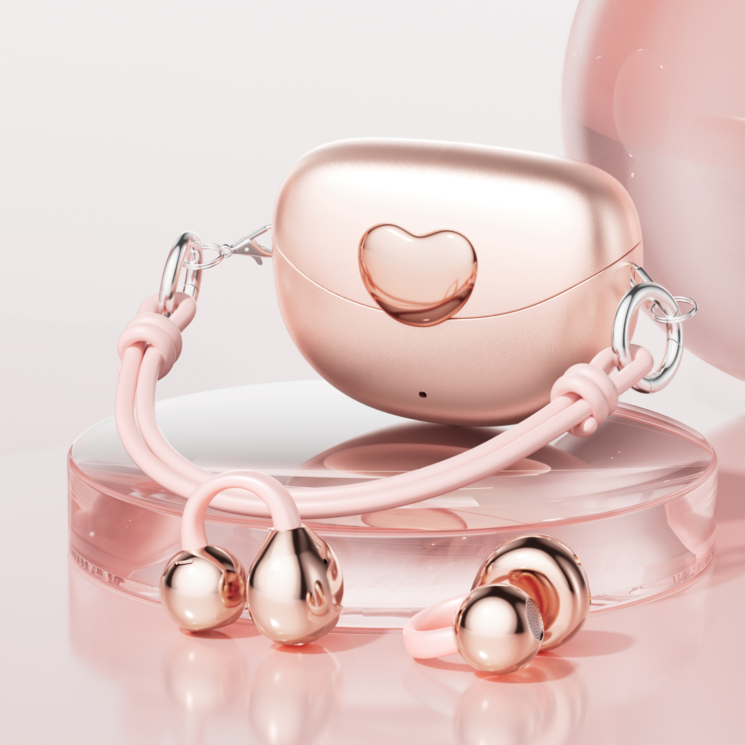 M106 Ear-Clip Earbuds with Heart-Accent Case