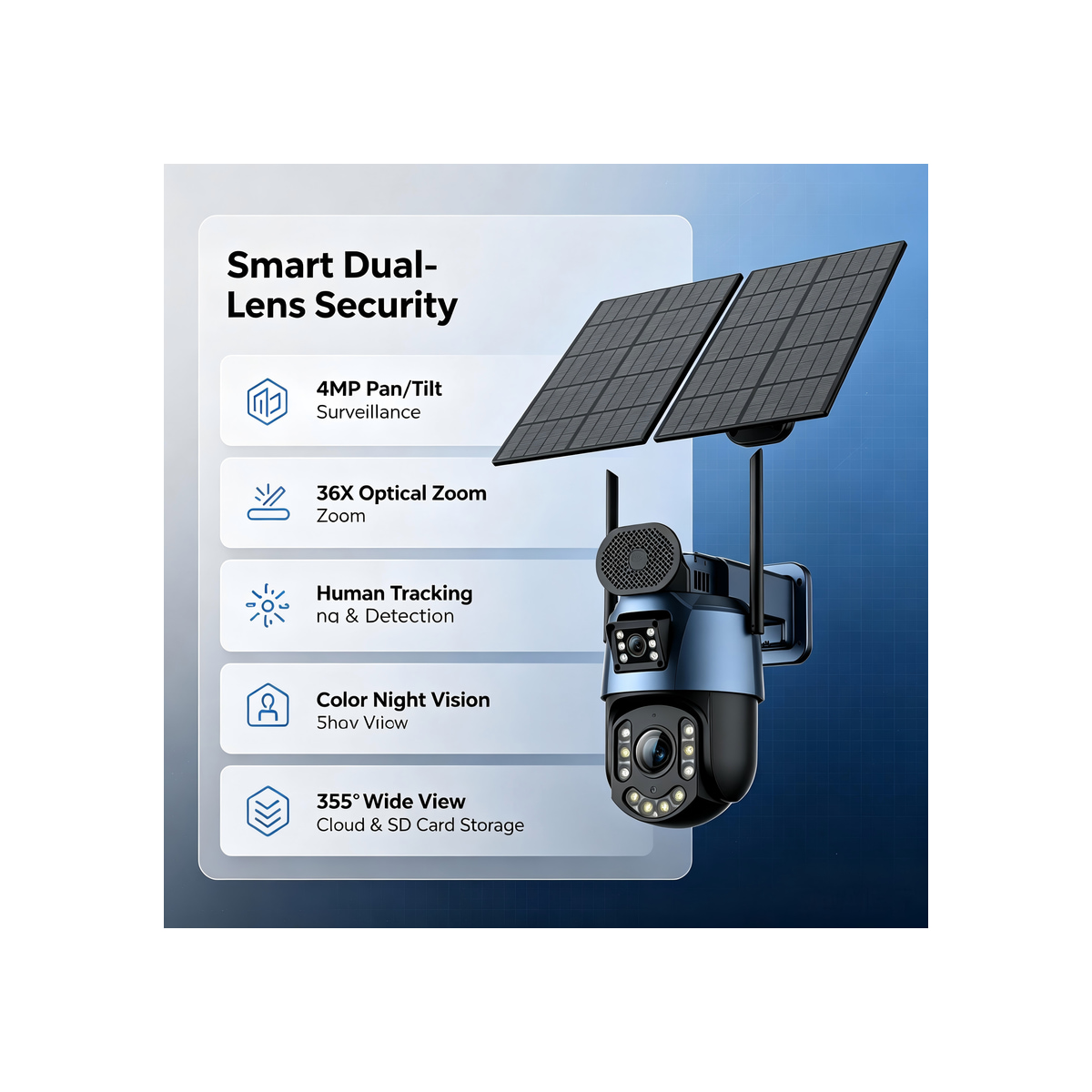 5601 Dual-lens Solar 4G PTZ Camera